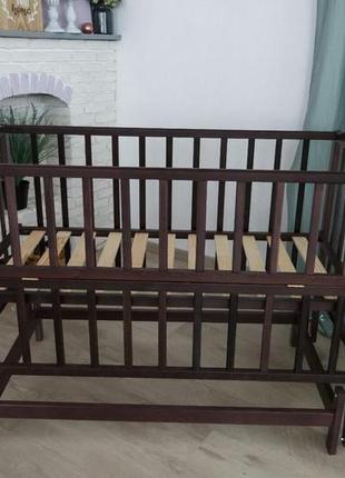 Кроватка деревянная для новорожденных анастасия-2, маятник, 120-60 см, бук, слоновая кость4 фото