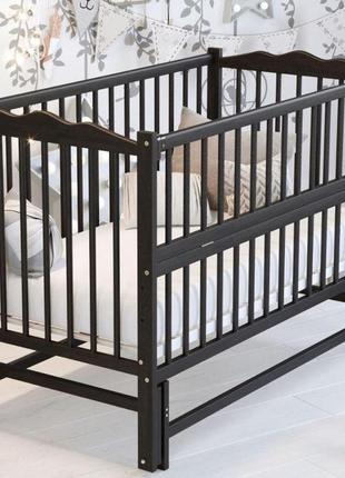 Кроватка колыбель для новорожденных веселка, маятник, 3 уровня дна, откидная боковина, бук. венге