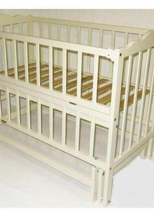 Кроватка деревянная для новорожденных анастасия 2, маятник, 120-60 см, бук, серый2 фото