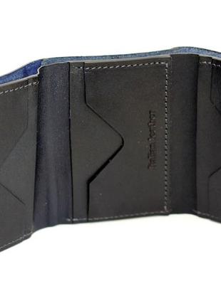 Компактний кардхолдер-портмоне grande pelle синього кольору (12789) топ3 фото