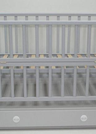 Ліжечко дерев'яне для новонароджених анастасія, маятник, шухляда, 120-60 см, бук, сірий
