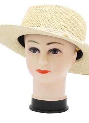 Летняя модная пляжная соломенная шляпа канотье от солнца бежевого цвета с канатною веревкой топ3 фото