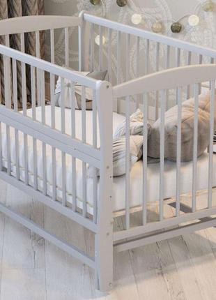 Кроватка колыбель для новорожденных элит маятник, 3 уровня дна, откидная боковина. белая4 фото