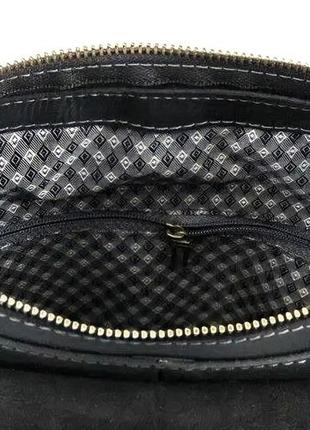 Черная сумка планшет из кожи с ремнем tom stone, средняя сумка мессенджер черная матовая мужская через плечо4 фото