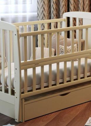 Кроватка колыбель для новорожденных жирафка ящик, маятник, 3 уровня дна, откидн боковина, бук. серая3 фото