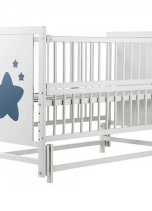 Кроватка колыбель для новорожденных зиронька маятник, 3 уровня дна, откидная боковина, бук. серая