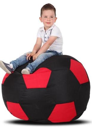 Крісло - мішок для дитячих і ігрових кімнат футбольний м'яч, 70х70 см, чорно-червоний1 фото