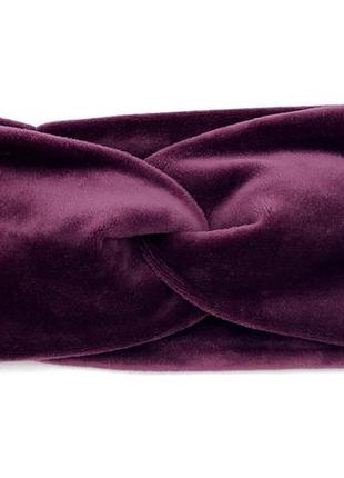 Женская повязка для волос фиолетовая бархатная 56-58 р., повязка чалма на голову на зиму/осень из бархата топ4 фото