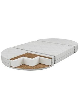 Матрас овальний трансформер люкс для дитячої ліжечки розміром 70 * 120 кокос-поролон-кокос, 120х70х10 см