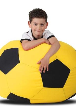 Кресло - мешок для детских и игровых комнат футбольный мяч, 70х70 см, желто-черный1 фото