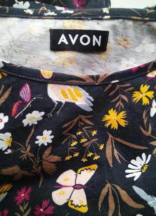 Чудова жіноча коттонова піжама avon в принт квіти пташки метелики/домашня бавовняна піжама мільфлер4 фото