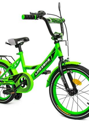 Велосипед дитячий 2-х колісний 16" 211604 (rl7t) like2bike sky, салатовий, рама сталь, з дзвінком топ