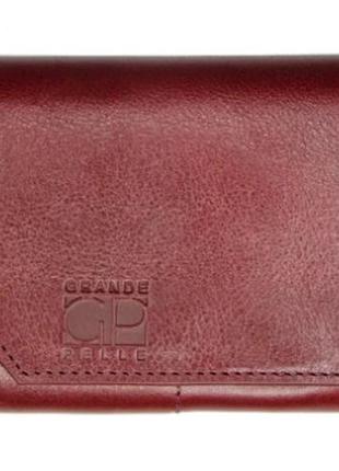 Гаманець бордовий шкіряний вертикальний grande pelle, жіночий гаманець бордовий великий зі шкіри