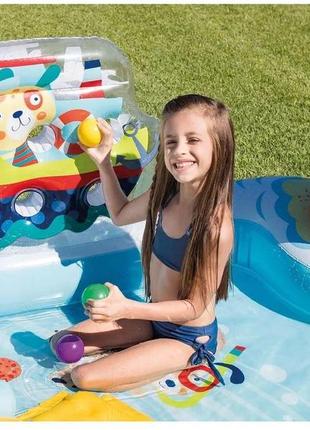 Надувний ігровий водний центр для дітей рибалка 218-188-99см, басейн, гірка, фонтан intex 57162