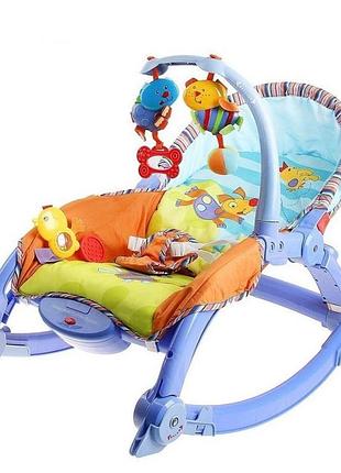 Кресло шезлонг качалка детское с вибрацией, музыкой, игрушками