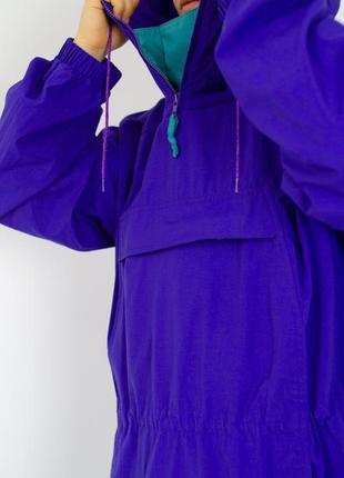 Eddie bauer вінтажний яскравий дощовик, анорак з кишенею і капюшоном, фіолетова вітровка, куртка6 фото