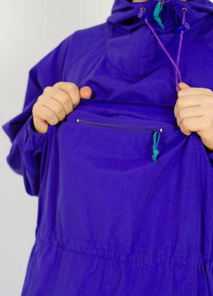 Eddie bauer вінтажний яскравий дощовик, анорак з кишенею і капюшоном, фіолетова вітровка, куртка7 фото