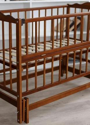 Ліжечко дерев'яне для новонароджених ангелина2, маятник, 120-60 см, бук, натуральний4 фото