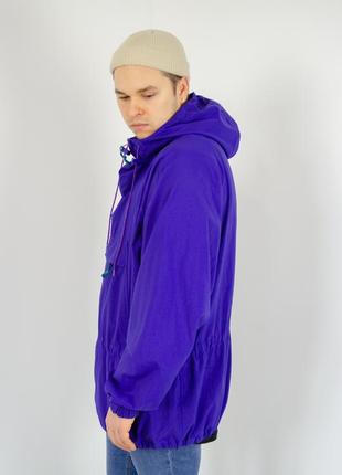 Eddie bauer вінтажний яскравий дощовик, анорак з кишенею і капюшоном, фіолетова вітровка, куртка4 фото