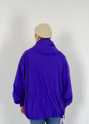 Eddie bauer вінтажний яскравий дощовик, анорак з кишенею і капюшоном, фіолетова вітровка, куртка5 фото
