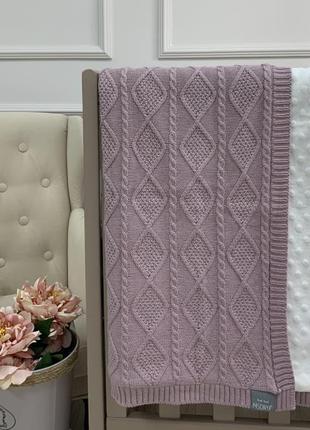 Плед одеяло детское, размер 80х100 см, wellsoft ромбы-косы лила топ