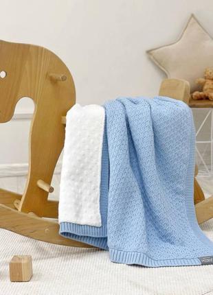 Плед одеяло детское, размер 80х100 см, wellsoft ромб мелкий, голубой топ