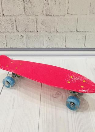Скейт (пенни борд) penny board со светящимися колесами розовый арт. 1070/76761 топ
