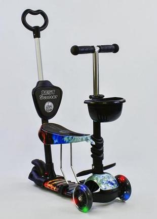 *самокат - беговел 5 в1 best scooter с родительской ручкой и подножками арт. 21500 топ