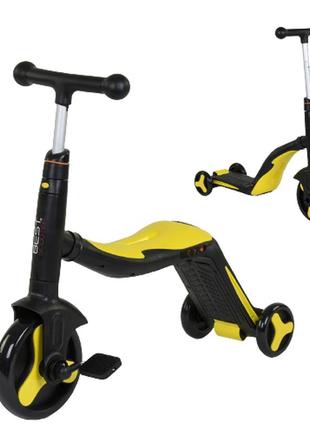*самокат - беговел - велосипед 3 в 1 best scooter (желтый) арт. 10993 топ2 фото