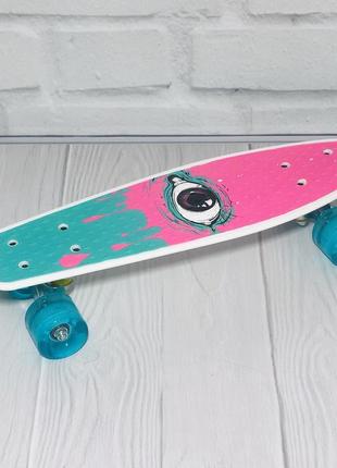 Скейт (пенни борд) penny board (колеса светятся)  глаз арт. 29707 топ6 фото