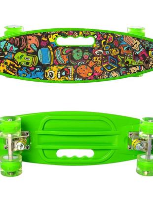 Скейт (пенни борд) penny board (колеса светятся) зеленый арт. 0461-2 топ1 фото