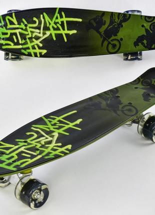 *скейт (пенни борд) penny board со светящимися колесами абстракция арт. 9160/99160 топ