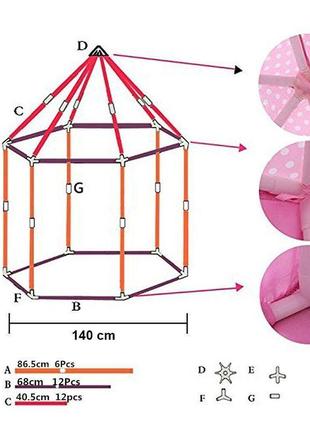 Палатка - шатер детская (розовая) арт. 6113 топ4 фото
