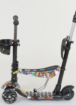 Самокат - велобег 5 в1 best scooter с родительской ручкой и подножками арт. 34760 топ7 фото