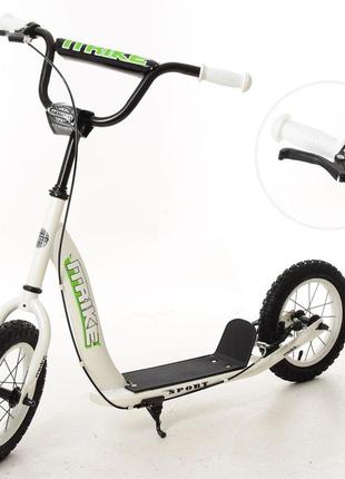 *самокат для детей и взрослых scooter с ручным тормозом (белый) арт. 2-043-1-w топ1 фото