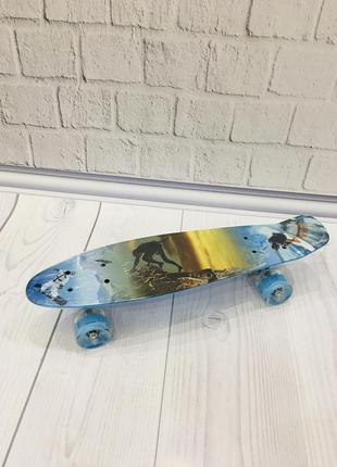 *скейт (пенни борд) penny board со светящимися колесами арт. 3270 топ