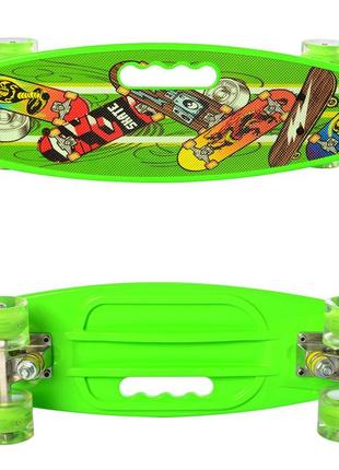 Скейт (пенни борд) penny board (колеса светятся) салатовый арт. 0461-2 топ1 фото
