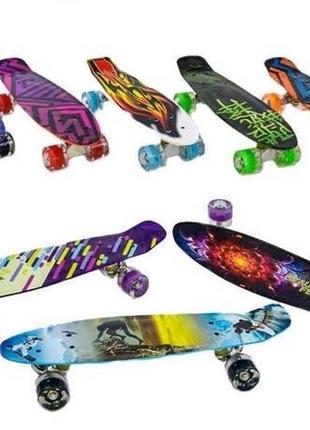 *скейт (пенни борд) penny board со светящимися колесами арт. 8740 топ5 фото