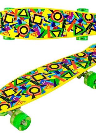 *скейт (пенни борд) penny board со светящимися колесами абстракция арт. 11002 топ