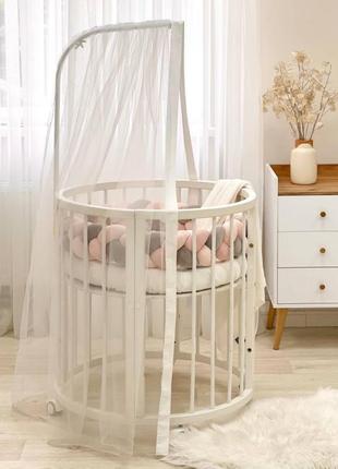 Балдахін для дитячого ліжечка для прямокутного тримача білий топ1 фото