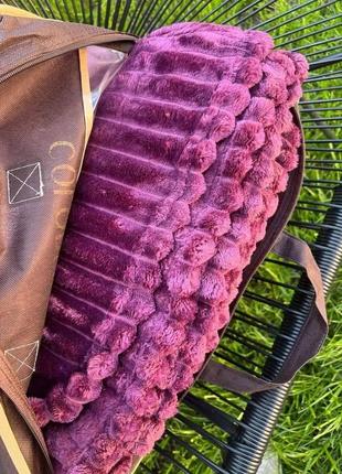 Плед-покрывало бамбук "шарпей" полоска 150*200 см виноградный цвет