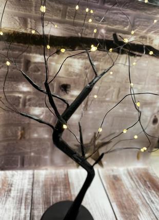 Світильник-нічник "дерево лофт" чорного кольору з теплим led підсвічуванням, настільна лампа для дому5 фото