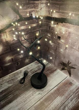 Світильник-нічник "дерево лофт" чорного кольору з теплим led підсвічуванням, настільна лампа для дому6 фото