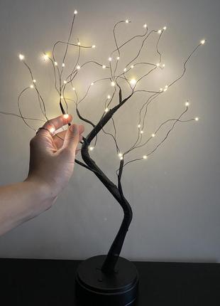 Світильник-нічник "дерево лофт" чорного кольору з теплим led підсвічуванням, настільна лампа для дому4 фото
