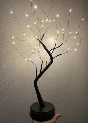 Світильник-нічник "дерево лофт" чорного кольору з теплим led підсвічуванням, настільна лампа для дому7 фото