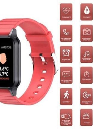 Смарт годинник smart watch t96 стильні з захистом від вологи і пилу з вимірюванням температури тіла. колір: червоний5 фото