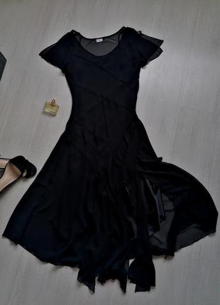 🖤чёрное полупрозрачное асимметричное платье макси 🖤чорна довга сукня на бретелях2 фото