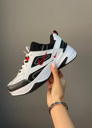 Жіночі кросівки nike m2k tekno white black red білі з чорним / кросівки nike m2k білі з чорним