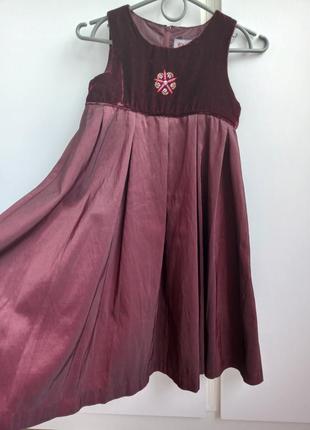 Святкова сукня плаття 👗 для дівчинки. оксамит і органза( 6 р. )2 фото