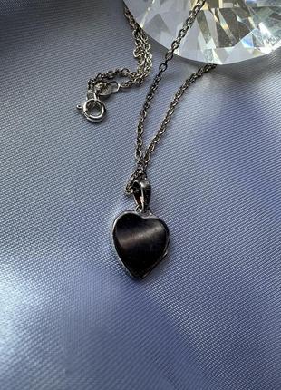 Срібний ланцюжок з підвіскою сердце кулон срібло 925 проби4 фото
